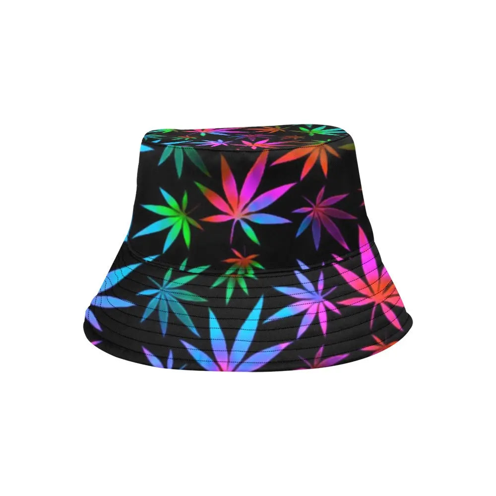 Black Rainbow Weed Print Bucket Hat | UV Blacklight Reactive BigTexFunkadelic