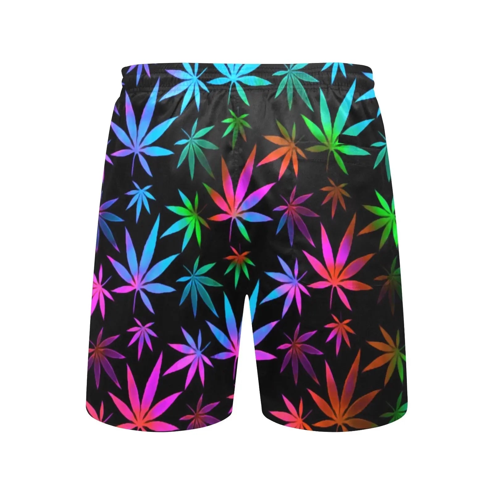 Black Rainbow Weed Print Swim Shorts BigTexFunkadelic