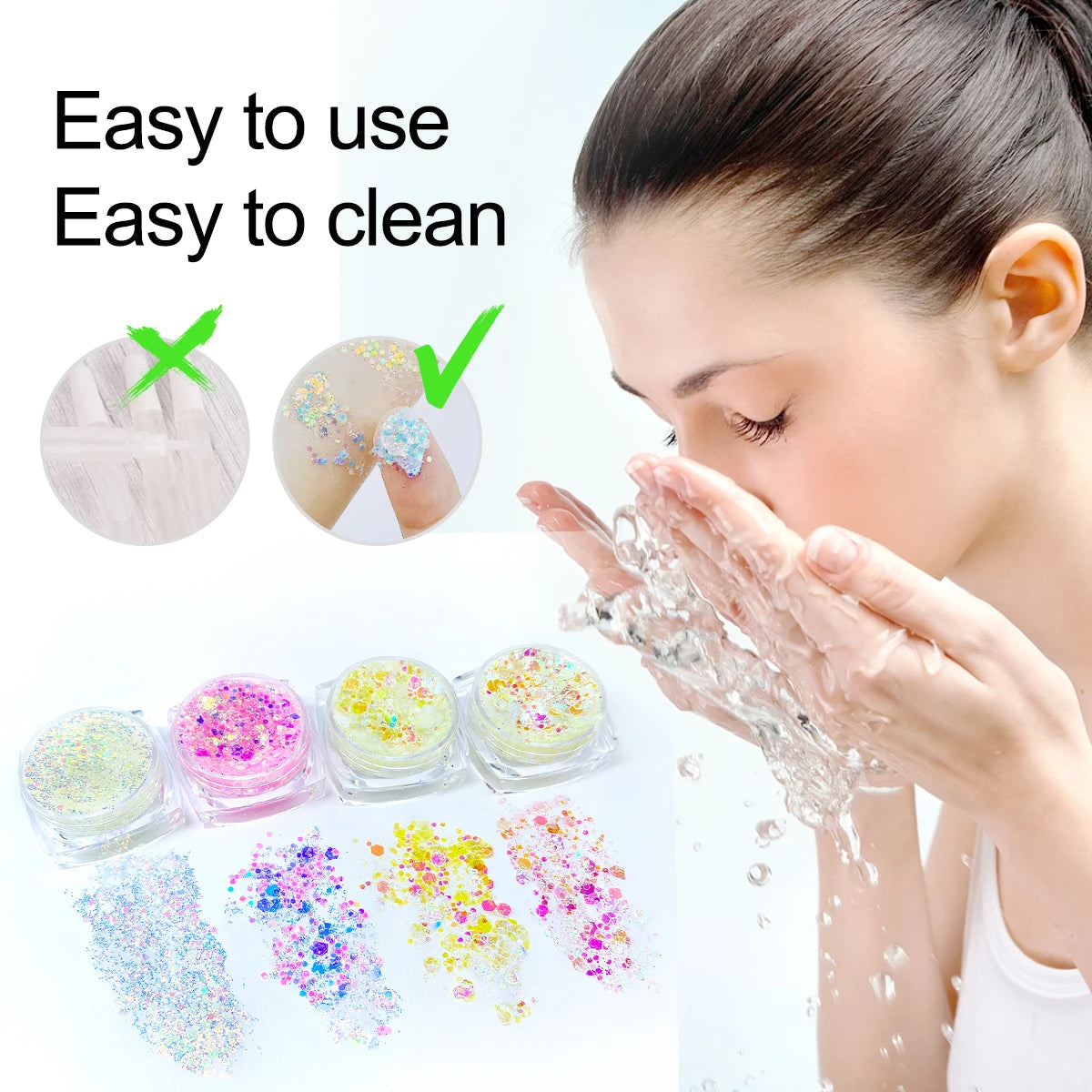 12 Colors Glow in the Dark Glitter Gel Face Body Glitter Gel Hair Glitter for UV Black Light Halloween Makeup Raves Festivals Fairy