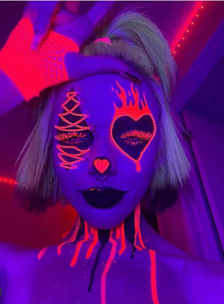 6pcs Glow UV Reactive Glow in the Dark Face and Body Paint Set, Neon Liquid Eyeliner, Mixing Color for Masquerade,Music Festival Fairy