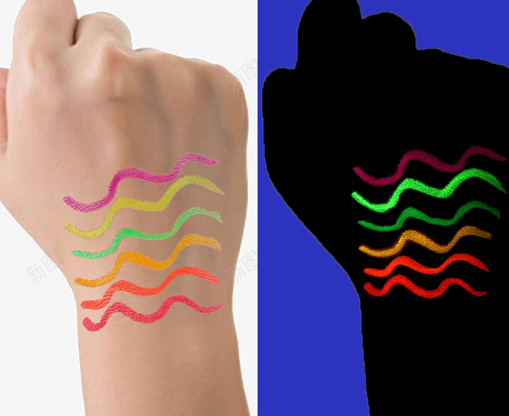 6pcs Glow UV Reactive Glow in the Dark Face and Body Paint Set, Neon Liquid Eyeliner, Mixing Color for Masquerade,Music Festival Fairy