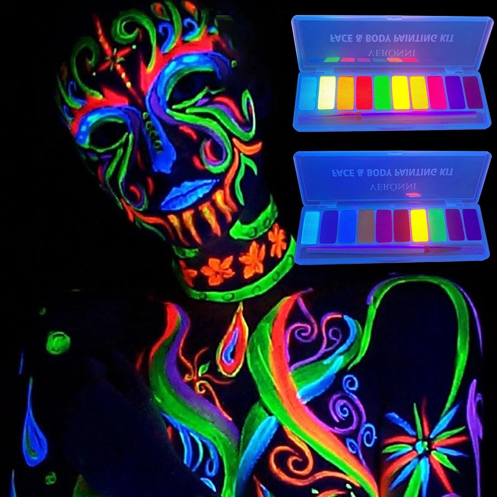 10 Colors Glow Fluorescent Neon Oil Face Body Art Paint UV Glow Oil Painting Halloween Party Fancy Dress Beauty Makeup Cosmetics Fairy