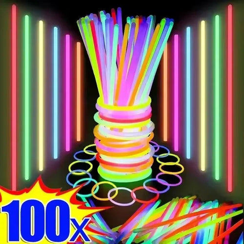 50/100Pcs Fluorescence Sticks Party Multicolor Glowing Stick Bright Colorful Light Bright Bendable Glow Bracelet Party Supplies Fairy