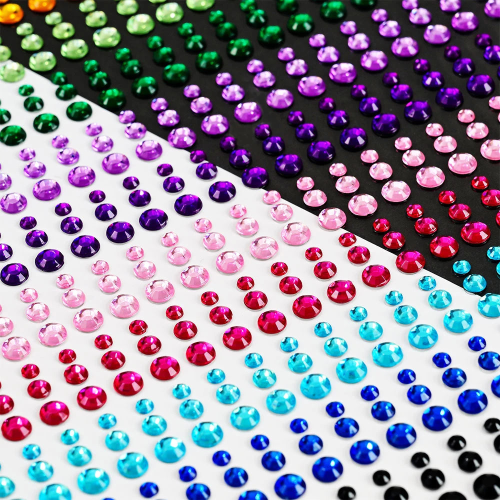162/216/900pcs Eye&Face&Body Diamond Tattoos Stickers 3/4/5/6mm Colored Glitter Rhinestone Tattoo for Party Makeup Gem Accessory Fairy