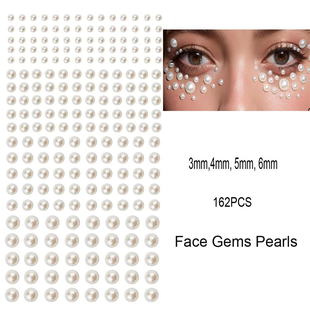 162/216/900pcs Eye&Face&Body Diamond Tattoos Stickers 3/4/5/6mm Colored Glitter Rhinestone Tattoo for Party Makeup Gem Accessory Fairy