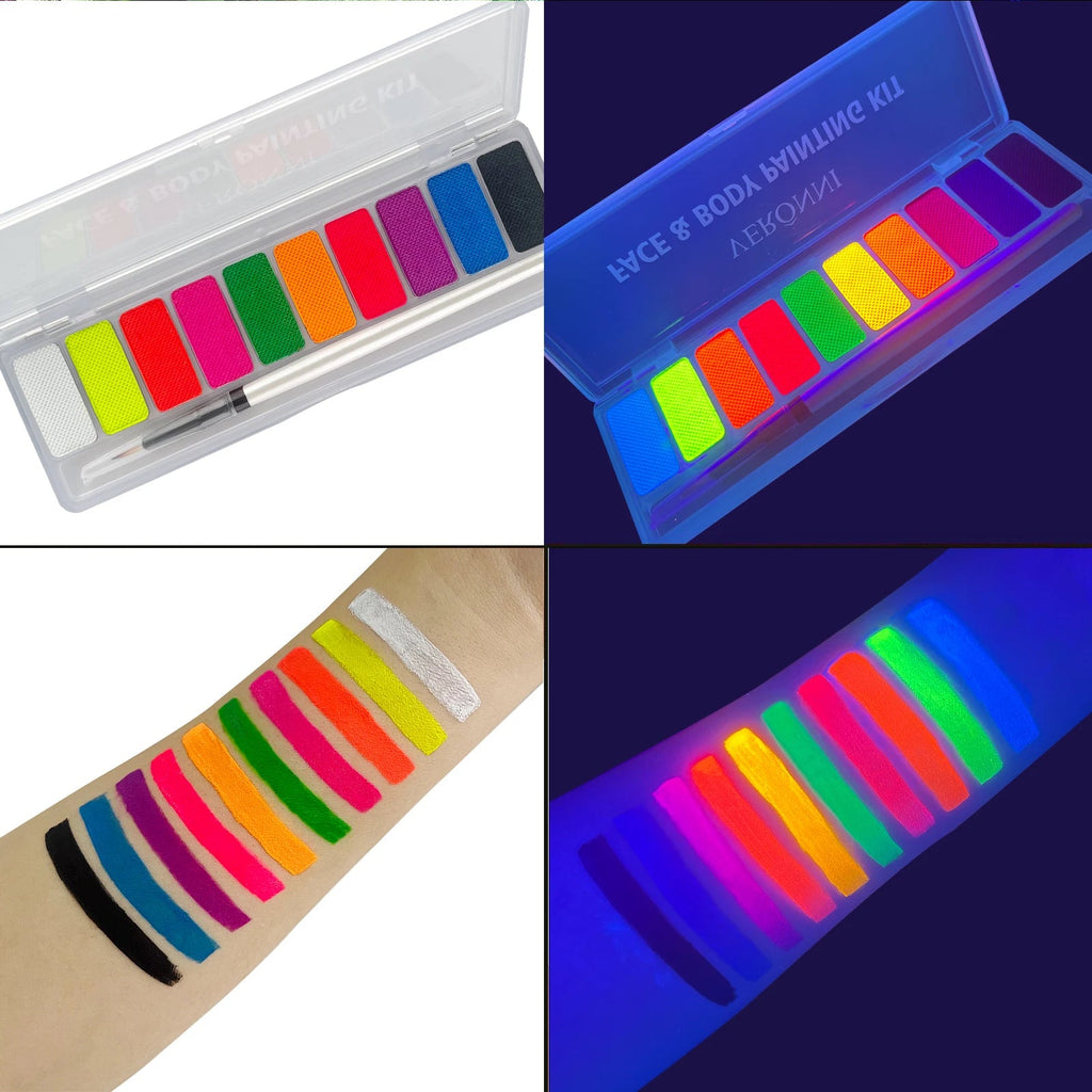 10 Colors Glow Fluorescent Neon Oil Face Body Art Paint UV Glow Oil Painting Halloween Party Fancy Dress Beauty Makeup Cosmetics Fairy