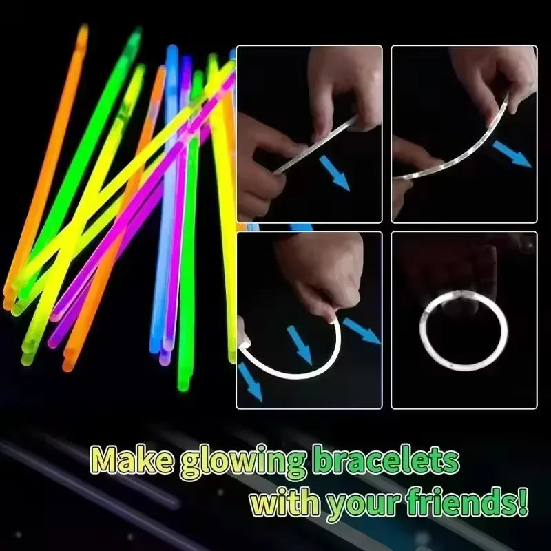50/100Pcs Fluorescence Sticks Party Multicolor Glowing Stick Bright Colorful Light Bright Bendable Glow Bracelet Party Supplies Fairy