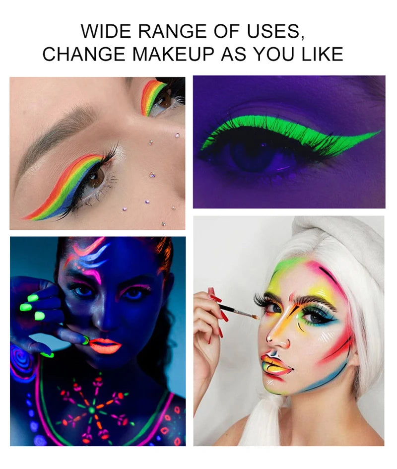10 Colors Glow Fluorescent Neon Oil Face Body Art Paint UV Glow Oil Painting Halloween Party Fancy Dress Beauty Makeup Cosmetics Fairy