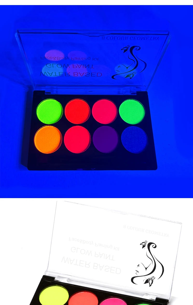 8 Colors Glow Fluorescent Neon Oil Face Body Art Paint UV Glow Oil Painting Halloween Party Fancy Dress Beauty Makeup Cosmetics Fairy