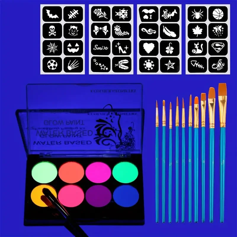 8 Colors Glow Fluorescent Neon Oil Face Body Art Paint UV Glow Oil Painting Halloween Party Fancy Dress Beauty Makeup Cosmetics Fairy