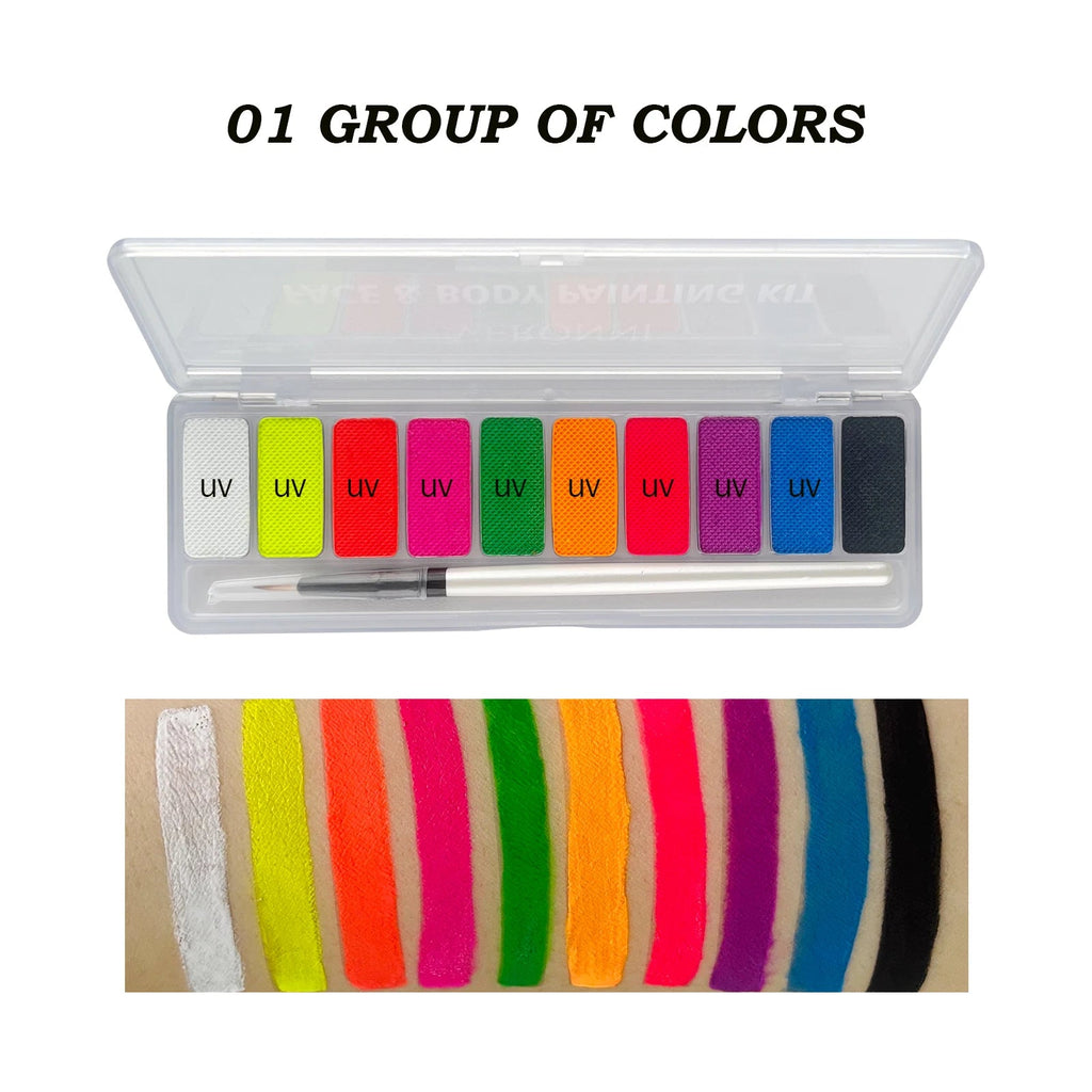 10 Colors Glow Fluorescent Neon Oil Face Body Art Paint UV Glow Oil Painting Halloween Party Fancy Dress Beauty Makeup Cosmetics Fairy