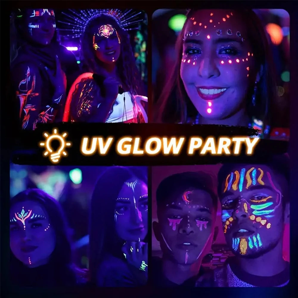 8 Colors Glow Fluorescent Neon Oil Face Body Art Paint UV Glow Oil Painting Halloween Party Fancy Dress Beauty Makeup Cosmetics Fairy