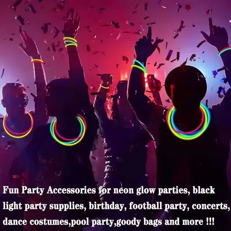 50/100Pcs Fluorescence Sticks Party Multicolor Glowing Stick Bright Colorful Light Bright Bendable Glow Bracelet Party Supplies Fairy