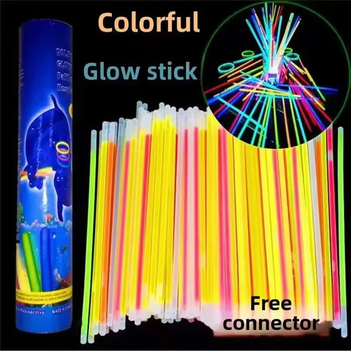 50/100Pcs Fluorescence Sticks Party Multicolor Glowing Stick Bright Colorful Light Bright Bendable Glow Bracelet Party Supplies Fairy