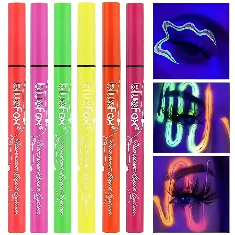 6pcs Glow UV Reactive Glow in the Dark Face and Body Paint Set, Neon Liquid Eyeliner, Mixing Color for Masquerade,Music Festival Fairy