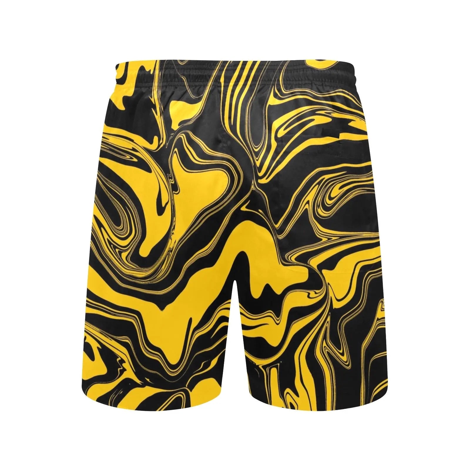 Black and Yellow Abstract Melt Swim Shorts BigTexFunkadelic