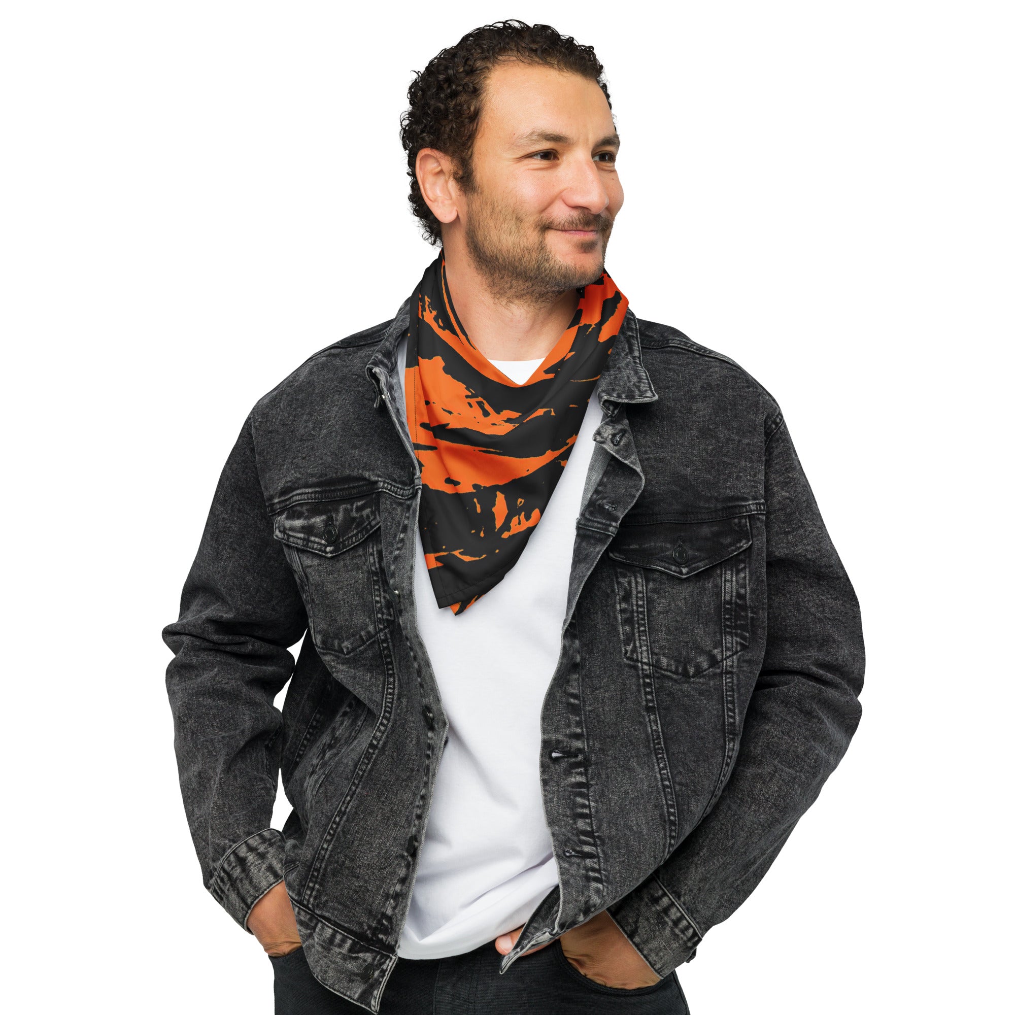 Black and Orange Spooky Paint Splatter Graffiti Rave Bandana BigTexFunkadelic