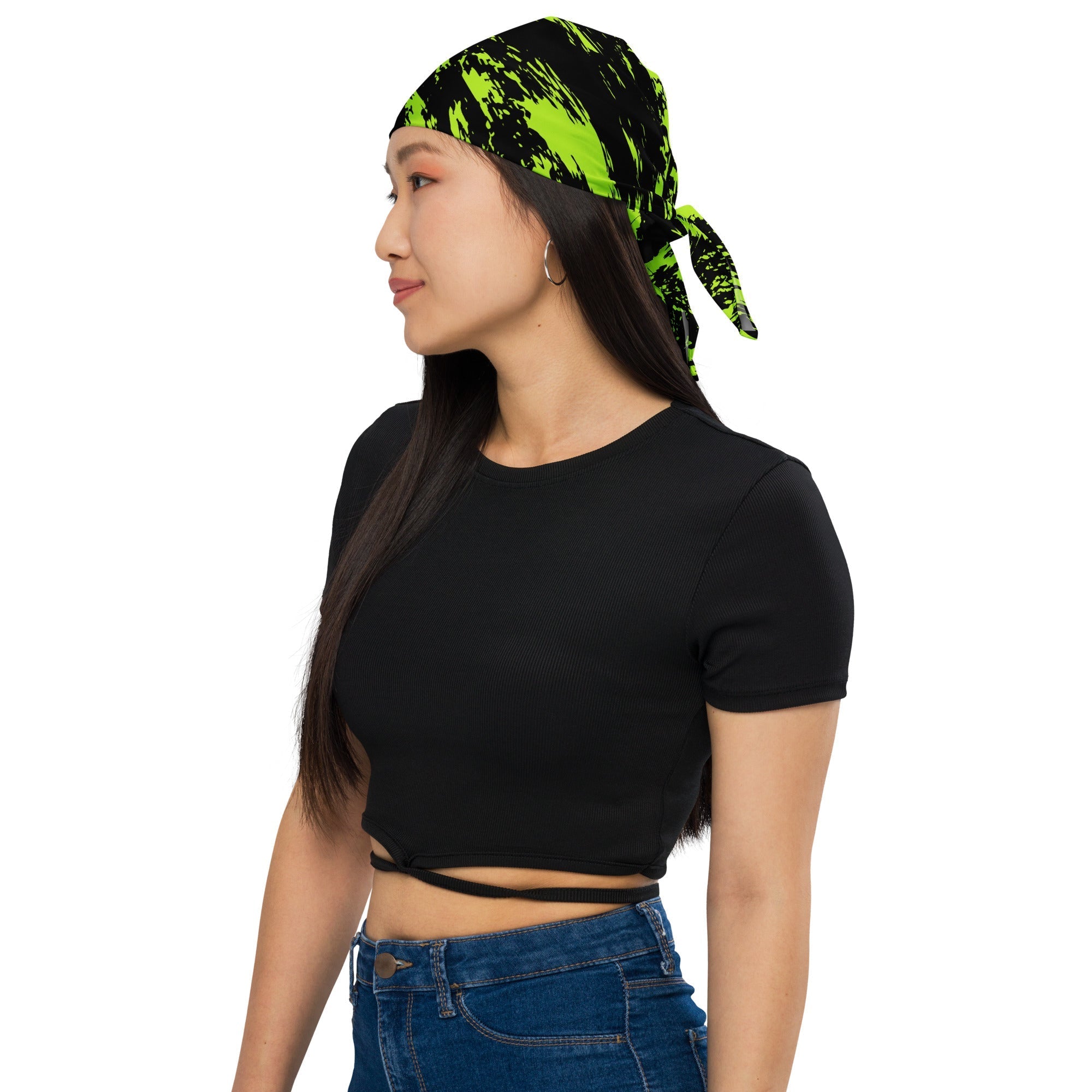 Black Lime Bolt Glitch Rave Bandana BigTexFunkadelic