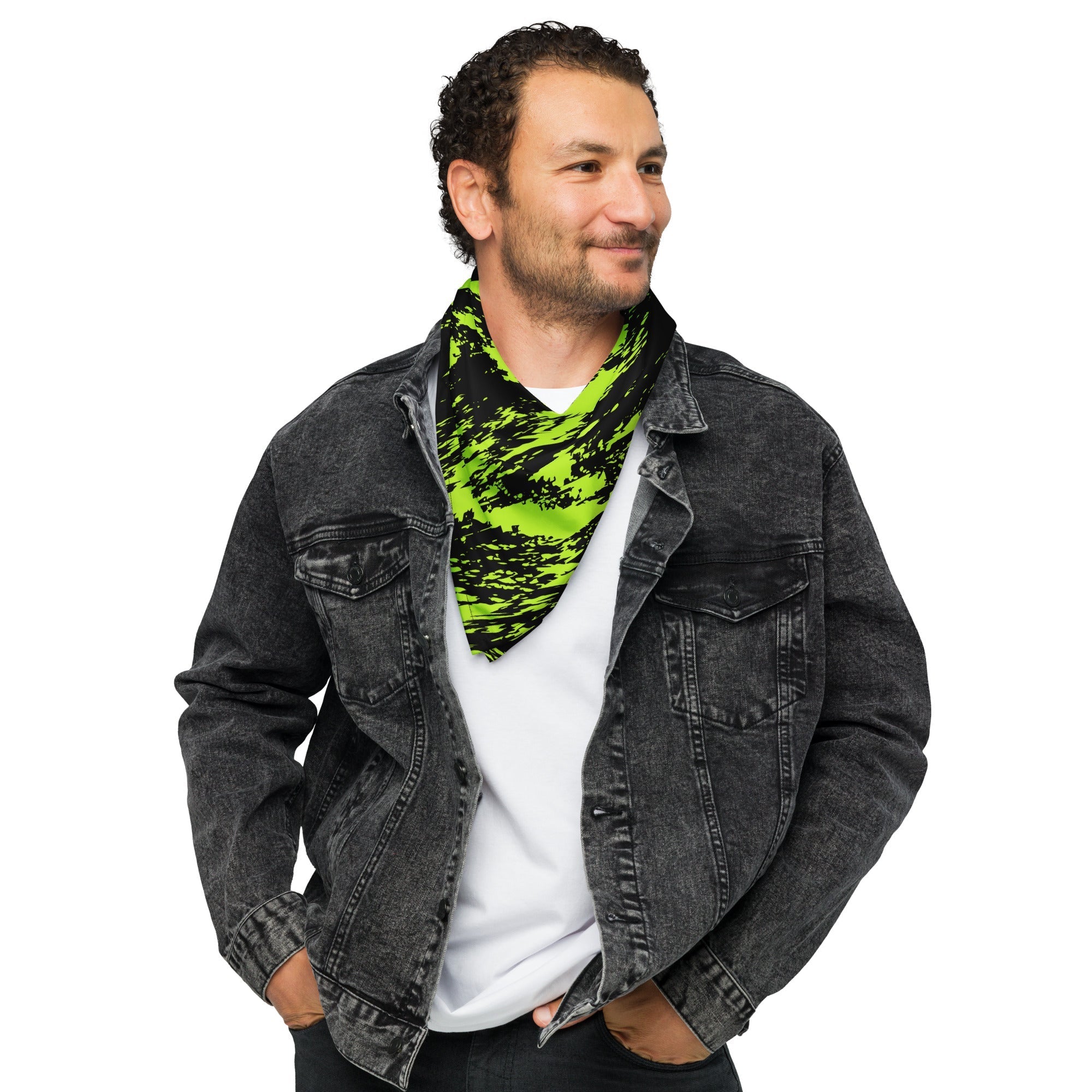 Black Lime Bolt Glitch Rave Bandana BigTexFunkadelic