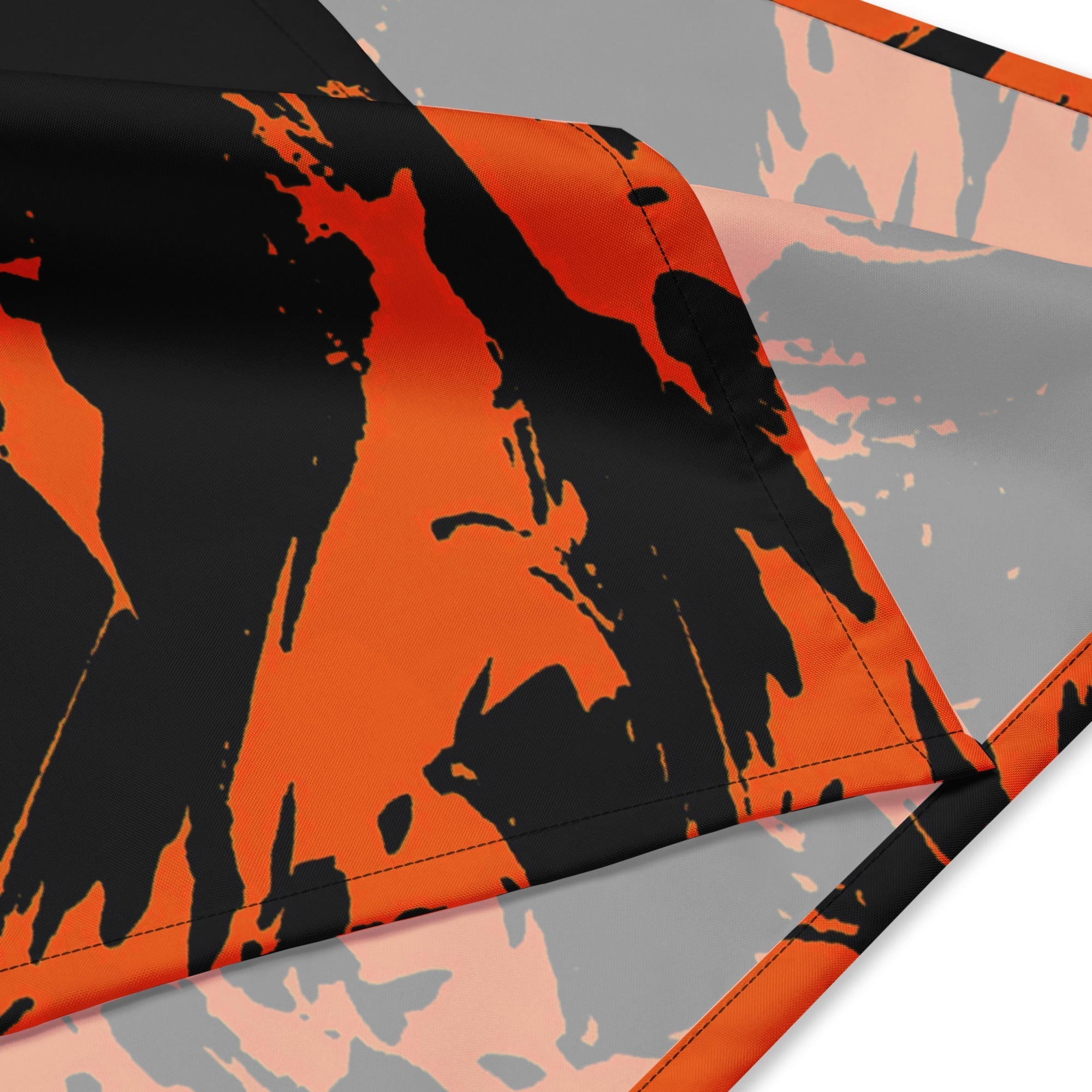 Black and Orange Spooky Paint Splatter Graffiti Rave Bandana BigTexFunkadelic