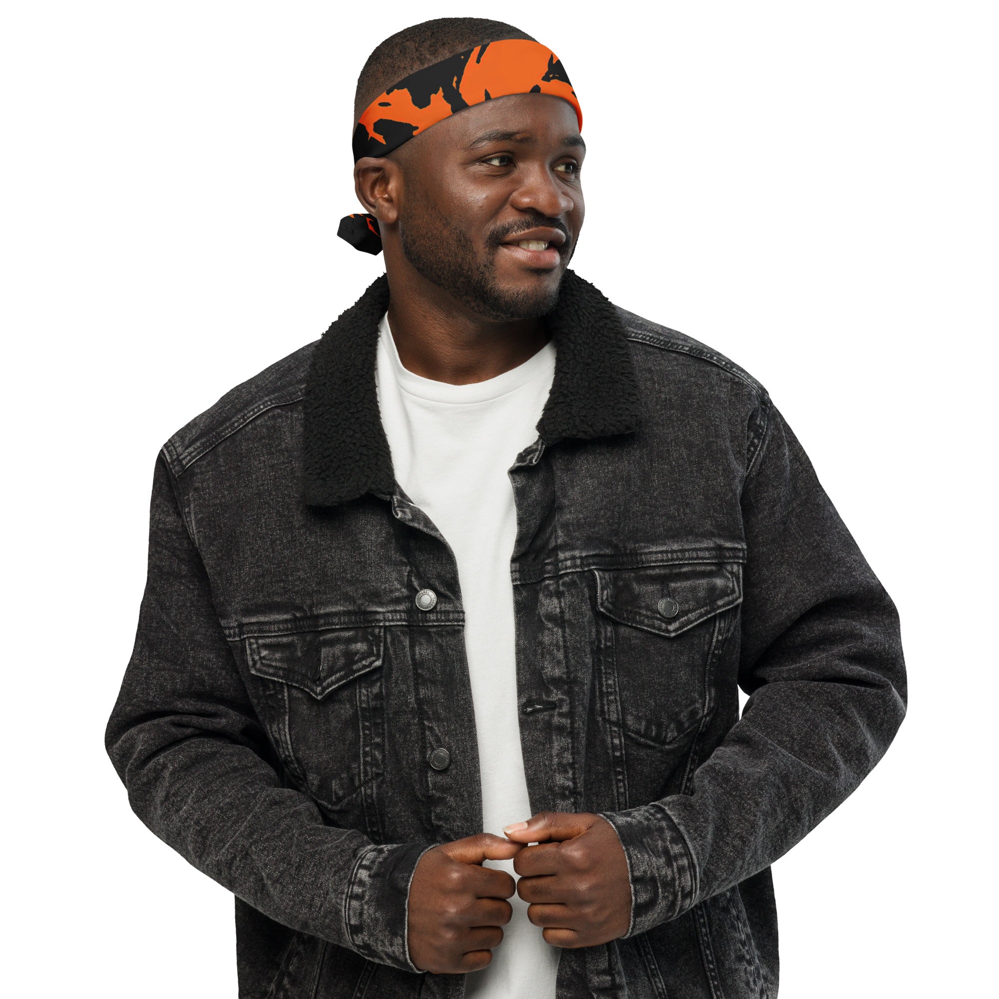 Black and Orange Spooky Paint Splatter Graffiti Rave Bandana BigTexFunkadelic