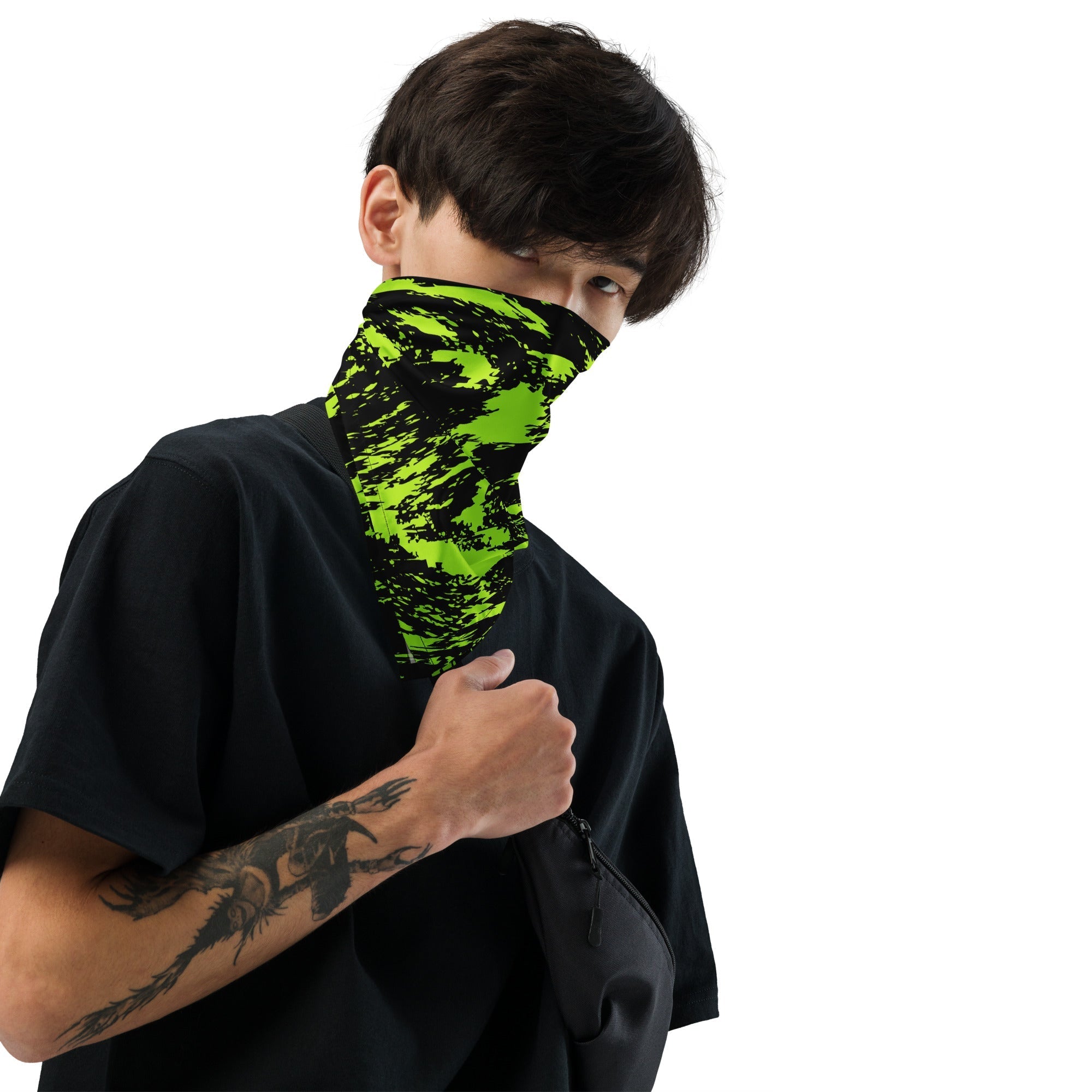 Black Lime Bolt Glitch Rave Bandana BigTexFunkadelic