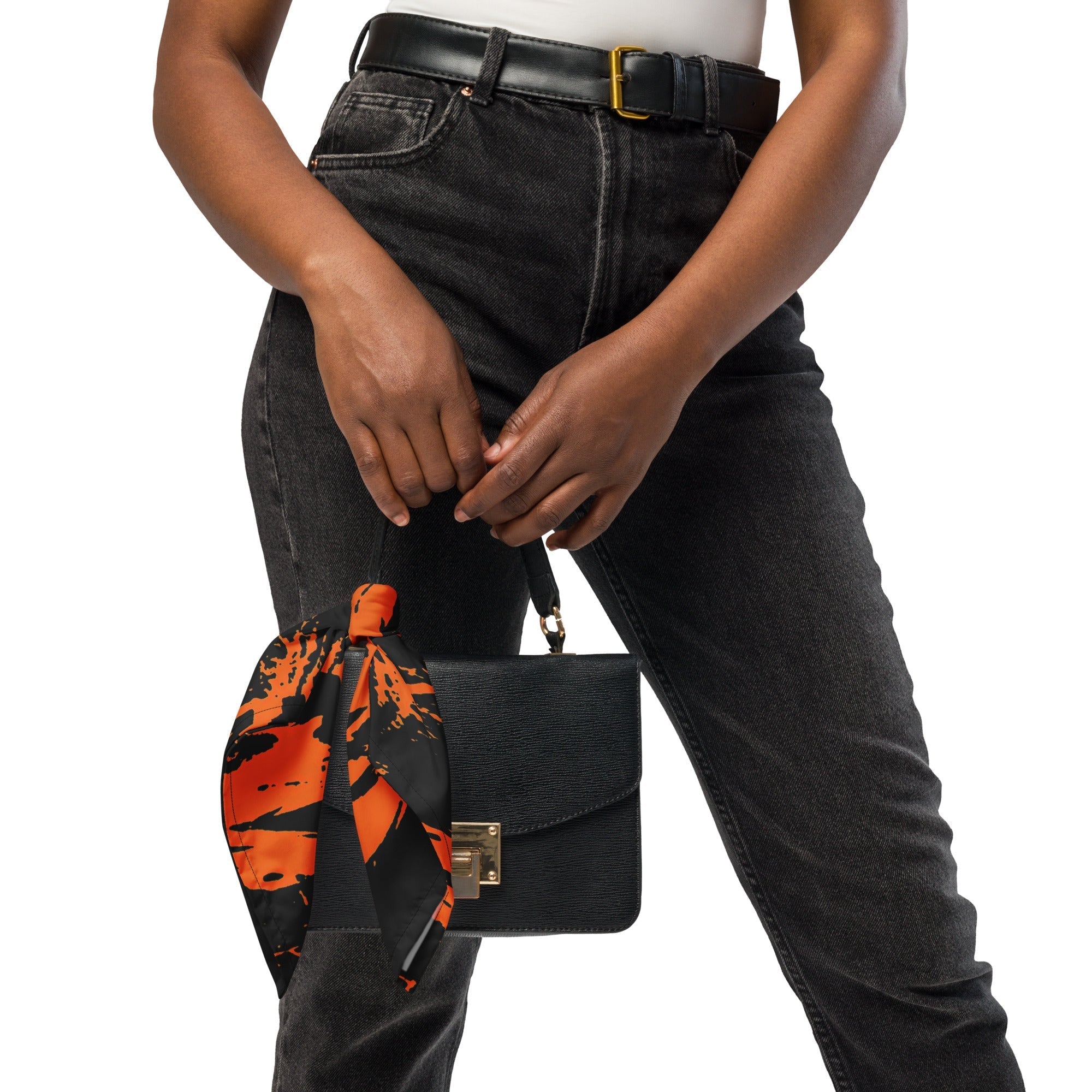 Black and Orange Spooky Paint Splatter Graffiti Rave Bandana BigTexFunkadelic