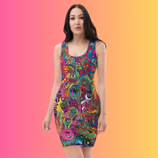 Acid Universe Bodycon Dress for Rave and EDM Festivals EDMFestieGear.com