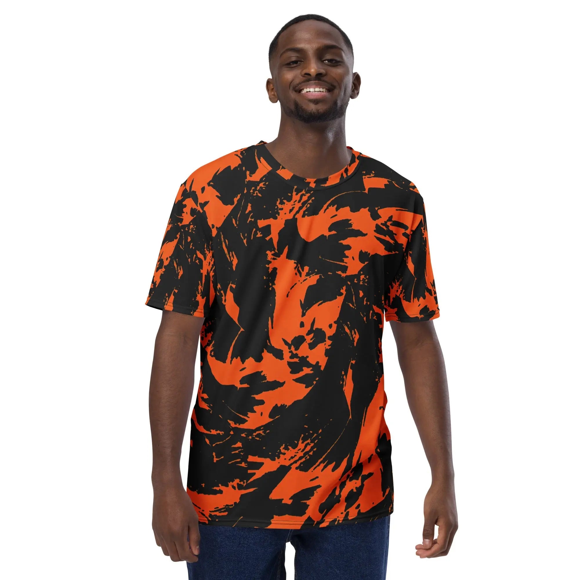 Black and Orange Spooky Paint Splatter Graffiti T-Shirt BigTexFunkadelic