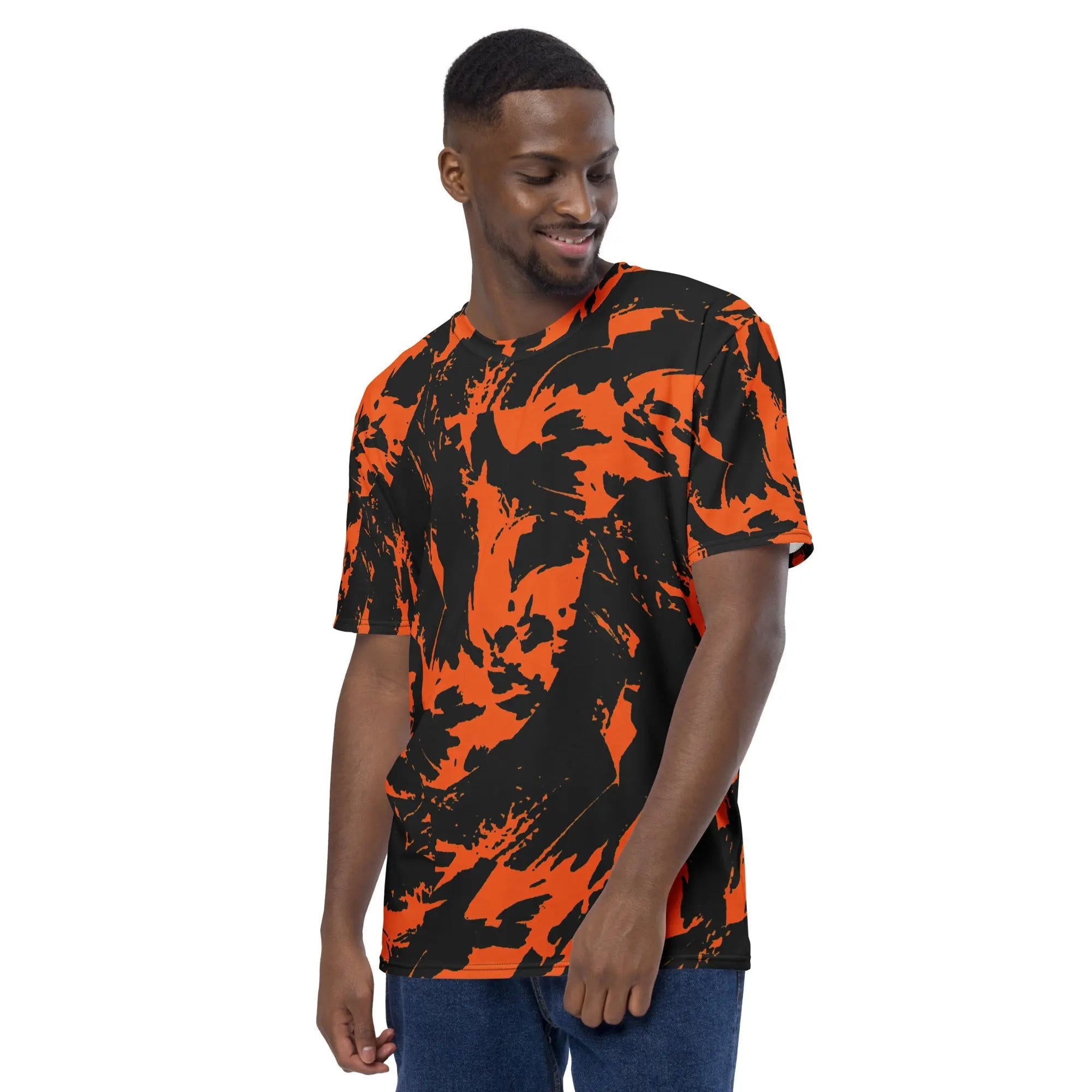 Black and Orange Spooky Paint Splatter Graffiti T-Shirt BigTexFunkadelic