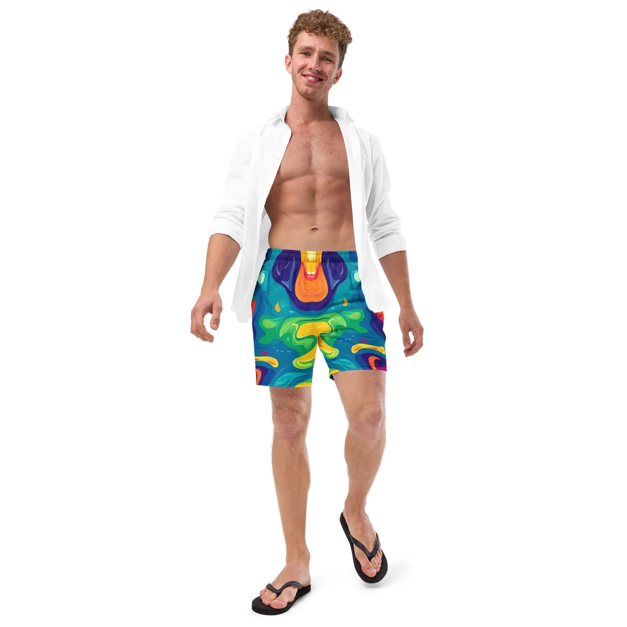 Acid Melt Swim Trunks For EDM Rave Festival Outfit Clothing EDMFestieGear.com