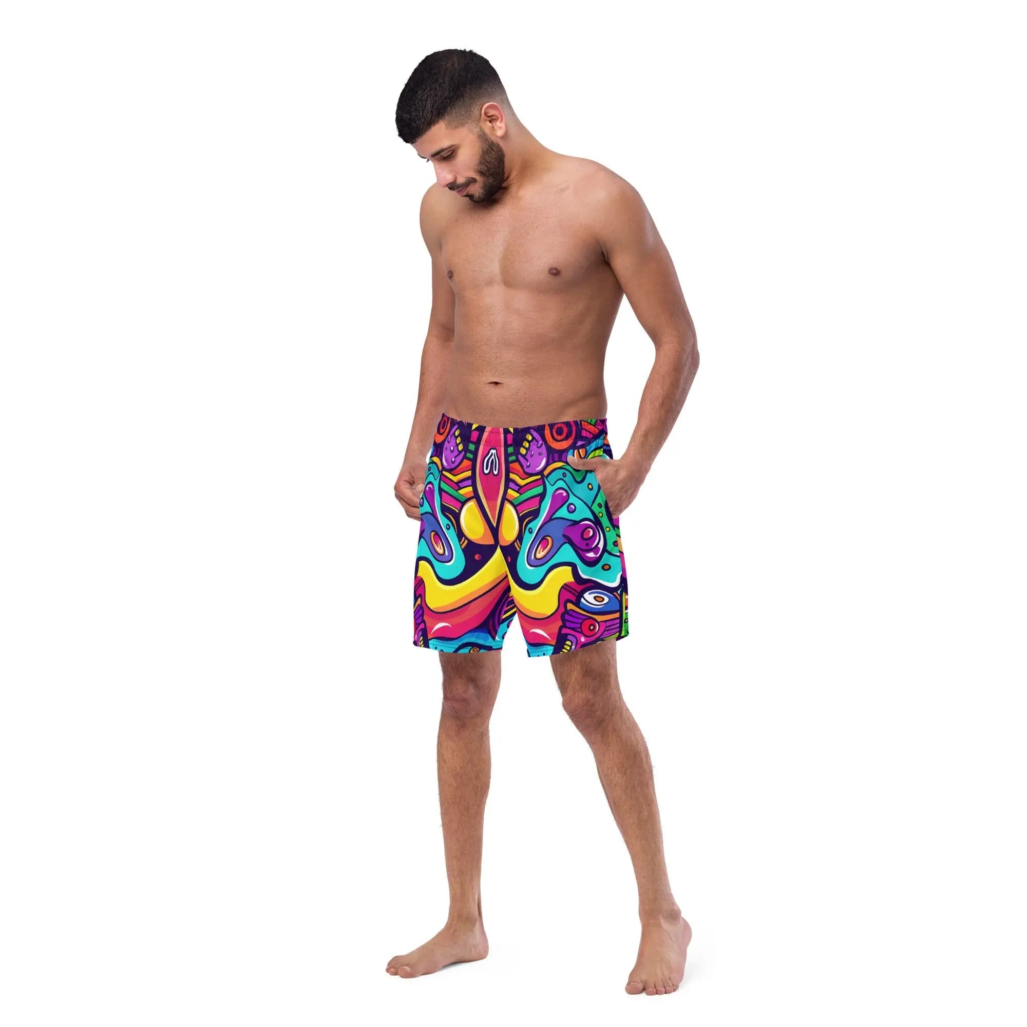 Alien Vision Swim Trunks For EDM Rave Festival Outfit Clothing EDMFestieGear.com