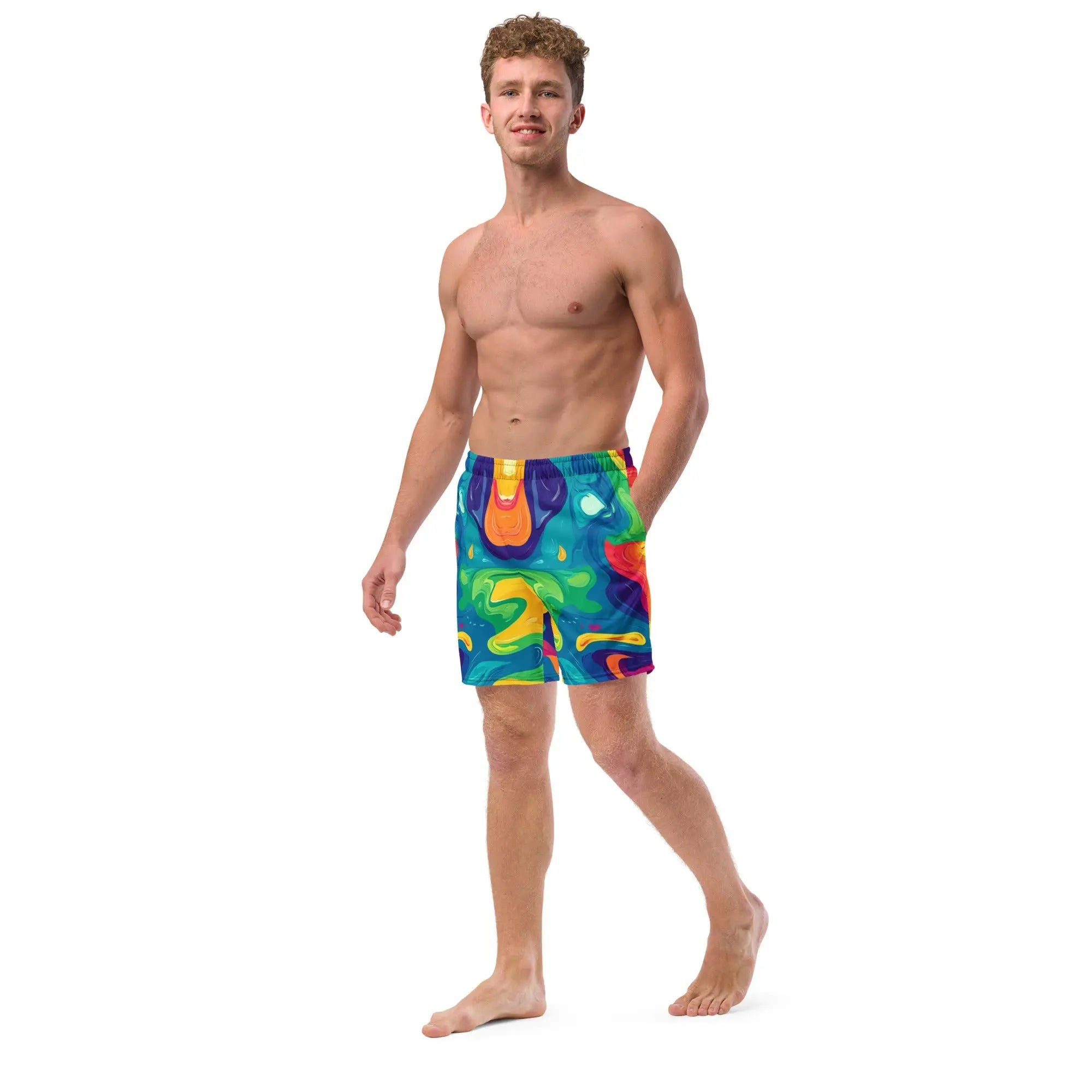 Acid Melt Swim Trunks For EDM Rave Festival Outfit Clothing EDMFestieGear.com