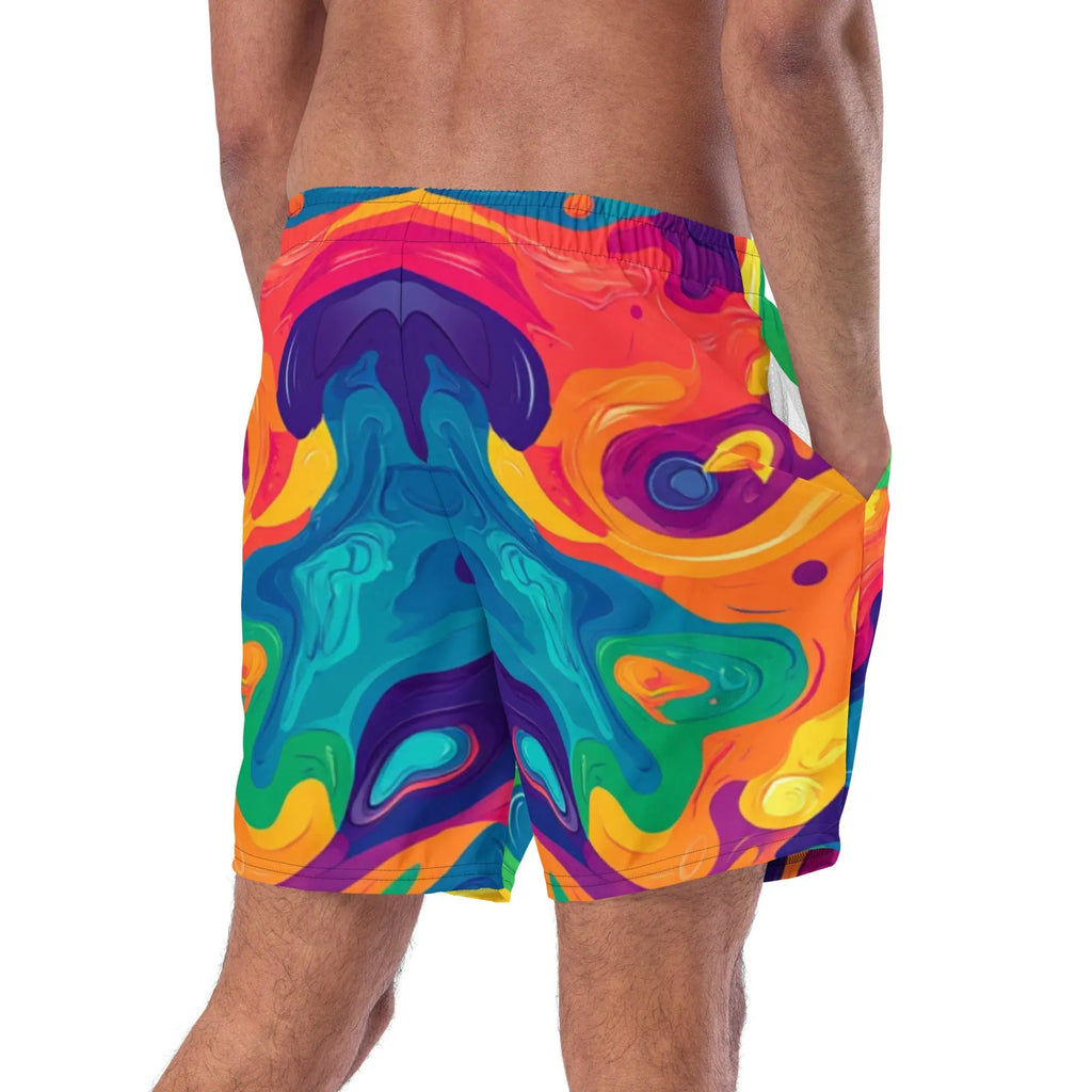 Acid Melt Swim Trunks For EDM Rave Festival Outfit Clothing EDMFestieGear.com