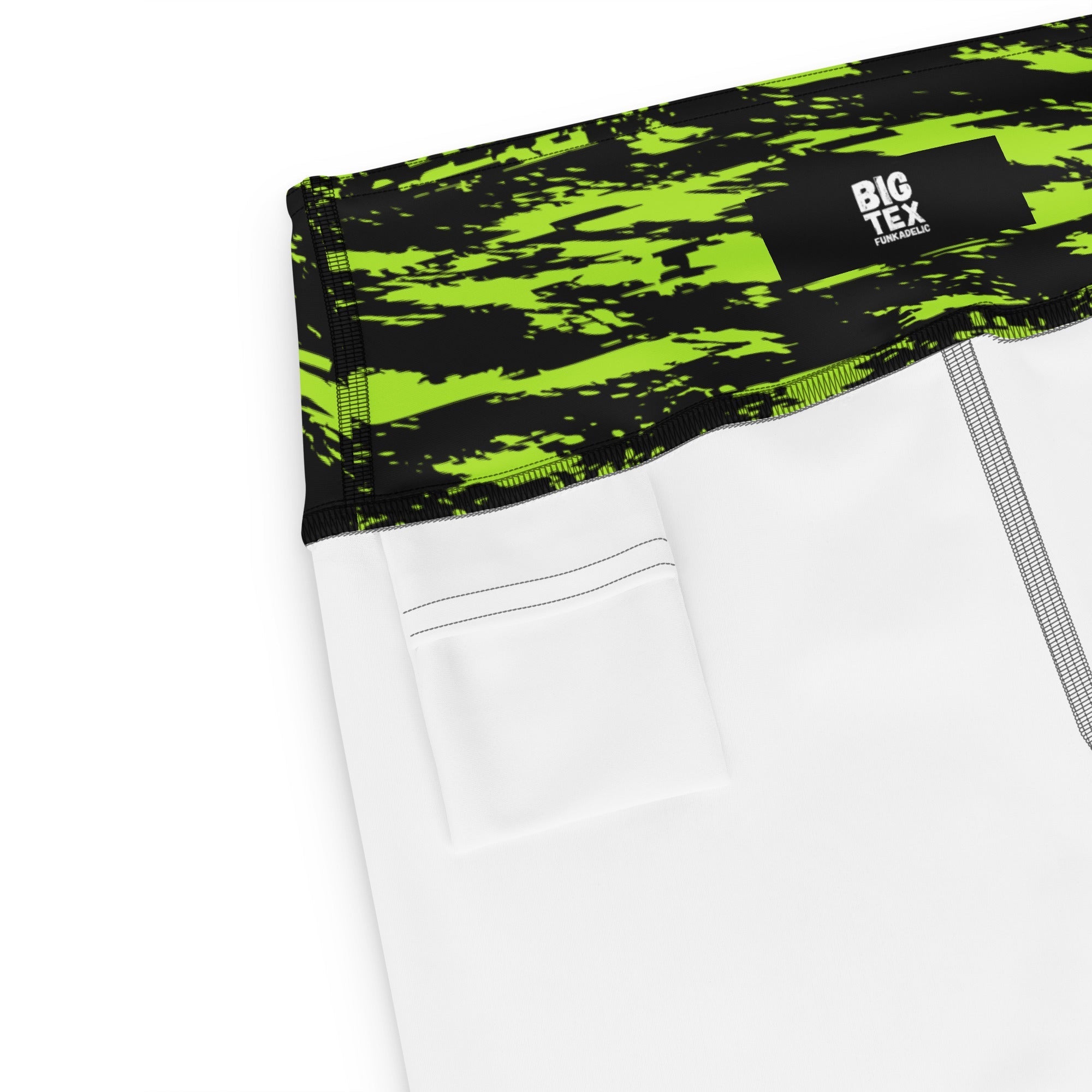 Black Lime Bolt Glitch Rave Ready Yoga Shorts w/ Inside Pocket BigTexFunkadelic