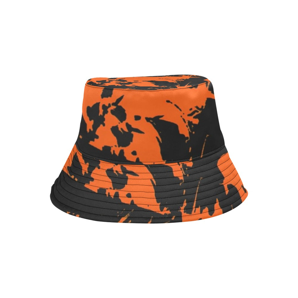 Black and Orange Spooky Paint Splatter Graffiti Bucket Hat BigTexFunkadelic
